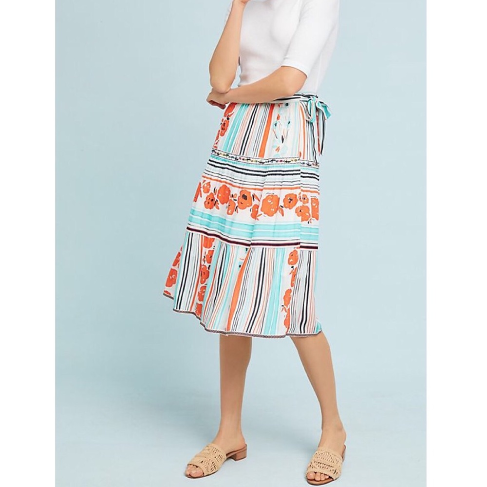 Anthropologie One September Frida Wrap Floral Midi Skirt